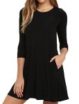 Viishow Women's Long Sleeve Casual Loose T-Shirt Dress Black XL