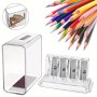 1PC Sketch Pencil Charcoal Pen Long-core Pencil Sharpener Art-specific Pencil Sharpener Pencil Planer And Painting Pencil Sharpener 4-HOLE Multi-functional Pencil Sharpener With Cover