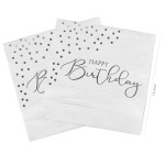 Silver Happy Birthday Serviette Pack Of 20