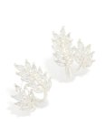 Silver Plated Cubic Zirconia Roman Leaf Crawler Earrings