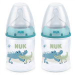 Nuk First Choice+ Temperature Control Bottle Silicone Teat 0-6 Months - 150ML 2 Pack - Crocodile