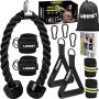 Tricep Rope Cable Machine Attachment 35" Triceps Pull Down Rope Lat Pulldown Attachments Home Gym Accessories Set With Resistance Bands Handle Ankl
