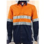 Navy Orange Vented Reflecticve Mining Shirt 100% Cotton