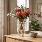 Round Point Textured Glass Vase With Wavy Rim