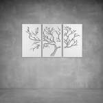 Three Tree Wall Art - 1040 X 535 X 20 Indoor Rust Coat Cool White