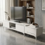 Stylish Modern Marble-top Tv Stand For A Chic Living Room