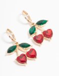 Goldair Gold Diamante Cherry Drop Earrings