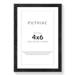 Puthiac 4X6 Solid Oak Wood Picture Frame Fits 3X5 With Mat Or 4X6 Without Mat Wall Or Tabletop Display With Stand Vertical Or Ho