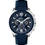 Ben Sherman Mens Silver-tone Chronograph Watch With Navy Dial And Textured Silicone Strap
