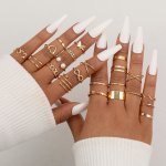 22PCS Y2K Style Stacking Rings Trendy Butterfly Infinity Sign Chain Patterns Mix And Match For Daily Outfits Golden Or Silvery M