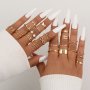 22pcs Y2k Style Stacking Rings Trendy Butterfly Infinity Sign Chain Patterns Mix And Match For Daily Outfits Golden Or Silvery Make Your Call