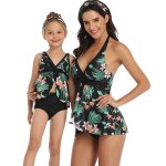 Matching Mom Or Daughter Black Tropical Two-piece Swimwear - XL