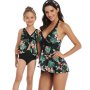 Matching Mom Or Daughter Black Tropical Two-piece Swimwear - XL