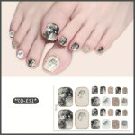 22STICK 1FLAT 3D Nail Strips: Glossy Self-adhesive Nail Art Decals With Floral Patterns For Women's Feet - Reusable Glittery And