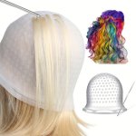 Silicone Hair Dye Hat With Hook Diy Hair Dyeing Cap Professional Reusable Hair Color Cap Silicone Hair Coloring Highlighting Cap