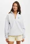 Cotton On Classic Fleece Oversized Half Zip Sweatshirt - Newport Harbour Soft Grey Marle