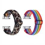 Killer Deals Woven Nylon Strap For Fitbit Charge 5- Leopard + Rainbow Combo