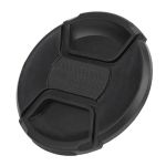 77MM Center Pinch Lens Cap With Lanyard Black