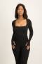 Giana Square Neck Bodysuit - Black - S