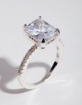 Silver Emerald Cut Cubic Zirconia Diamante Band Ring - M l