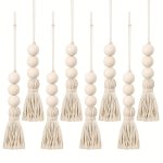 10PCS Tassel Wood Beads Ornaments Natural Line Decor Tassel Pendant For Cabinet Closet Porch Rural Garden Furniture Ornaments Fa