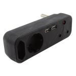 3 Way Adapter With USB Black