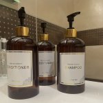 3PCS Large Capacity Sub-packaging Bottle Shower Gel Shampoo Conditioner Pump Bottles Refillable Lotion Dispenser With Waterproof