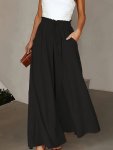 Solid Color Wide Leg Flowy Pants Casual High Waist Versatile Pants For Spring & Summer Women's Clothing