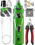 Dog Nail Grinder With 2 LED Lights Powerful 2 Speeds Super Quiet Dog Nail Trimmers With 3 Grinding Wheels Rechargeable Pet Dog N