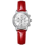 Luxury Red Leather Strap Watch Women
