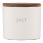 @home Ceramic White Salt Canister With Wooden Lid