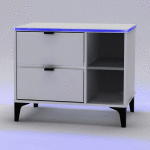 Modern White Nightstand With LED Accent Light