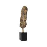 30CM Feather On Plinth Black & Gold
