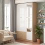 Stylish 3 Door Wardrobe With Mirrors – White + Woodgrain