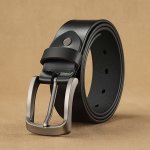Men Cowhide Genuine Leather Prong Buckle Belt For Men