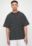 Box Fit Textured T Shirt - Black Stripe