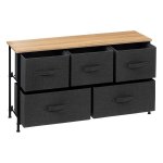 Black Metal Chest Of Drawers 5 Drawers With Adjustable Feet 100X30X55