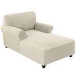 Fantasdecor Chaise Lounge Cover Stretch Chair Lattice Slipcover With Armrests For Living Room Bedroom Double Arm Soft Jacquard F