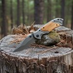 3D Pattern Blade Olive Wood Handle Pocket Knife
