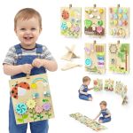 Bluewood Wooden Busy Board For Toddlers 18+ Months 14-IN-1 Montessori Philosophy Educational Toy Activity Center Made From Bassw