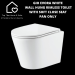 Gio Evora White Wall Hung Rimless Toilet With Soft Close Seat - Pan Only