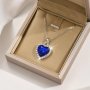 Birthstones Pendant Necklace Heart Shape Synthetic Gemstones With Full Shiny Zirconia Pendant Sparkly Neck Chain For Women