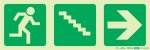Photoluminescent 190MM Safety Sign -E16-RUNNING Man+stairs Going Down+arrow Right