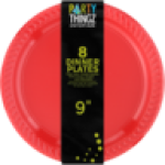 Red Plastic Dinner Plates 8-PACK
