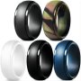 5PCS Men's Fashion Casual Silicone Rings Simple Wedding Ring