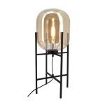 Pedestal Amber Glass Table Lamp