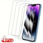 4PCS HD Tempered Glass For Iphone 15/14/13/12/11 Pro/max Screen Protector For Iphone 12MINI/13MINI/7/8/15 PLUS/SE/X/XS/XR/14PRO/15 Pro Max Protective Glass Film 9H