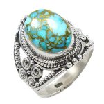 Fine Sterling Silver Ring For Womens Blue Copper Turquoise Ring Sterling Silver Statement Ring Blue Gemstone Ring