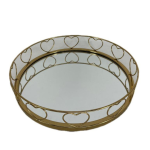 Round Gold Metal Mirror Tray SGN2694