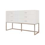 6 Drawer Chest Of Drawers White With Rose Gold
